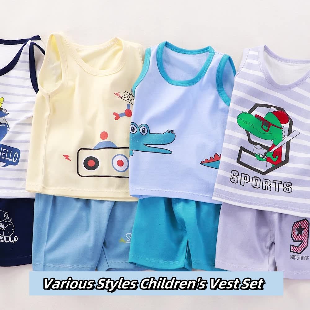 Kids Outfit Causal Solid Sleeveless Vest Shorts 2Pcs/Sets New Fashion Baby Boys Girl Clothing Children Cotton Tracksuits Sets