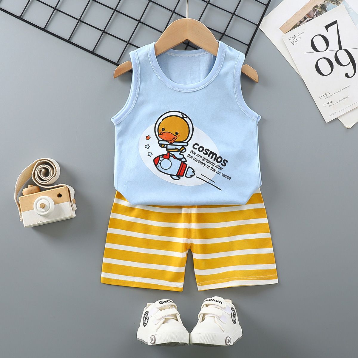 Baby Kids Boys Girls Clothing Sets Cute Print Vest Tops Shorts Pants Home Wear 100% Cotton Children Boy Girl Pajamas Clothes S