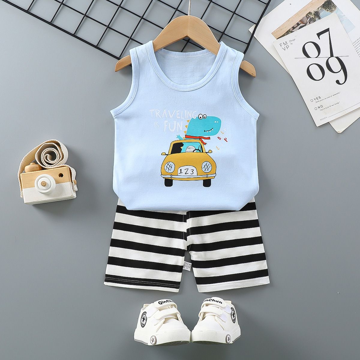 Baby Kids Boys Girls Clothing Sets Cute Print Vest Tops Shorts Pants Home Wear 100% Cotton Children Boy Girl Pajamas Clothes S