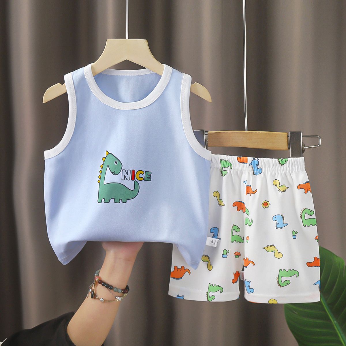 Baby Kids Boy Girl Vest T Shirt Pants Cartoon Clothes Summer Cartoon Suit 2 PCS Set Boy Singlet Set