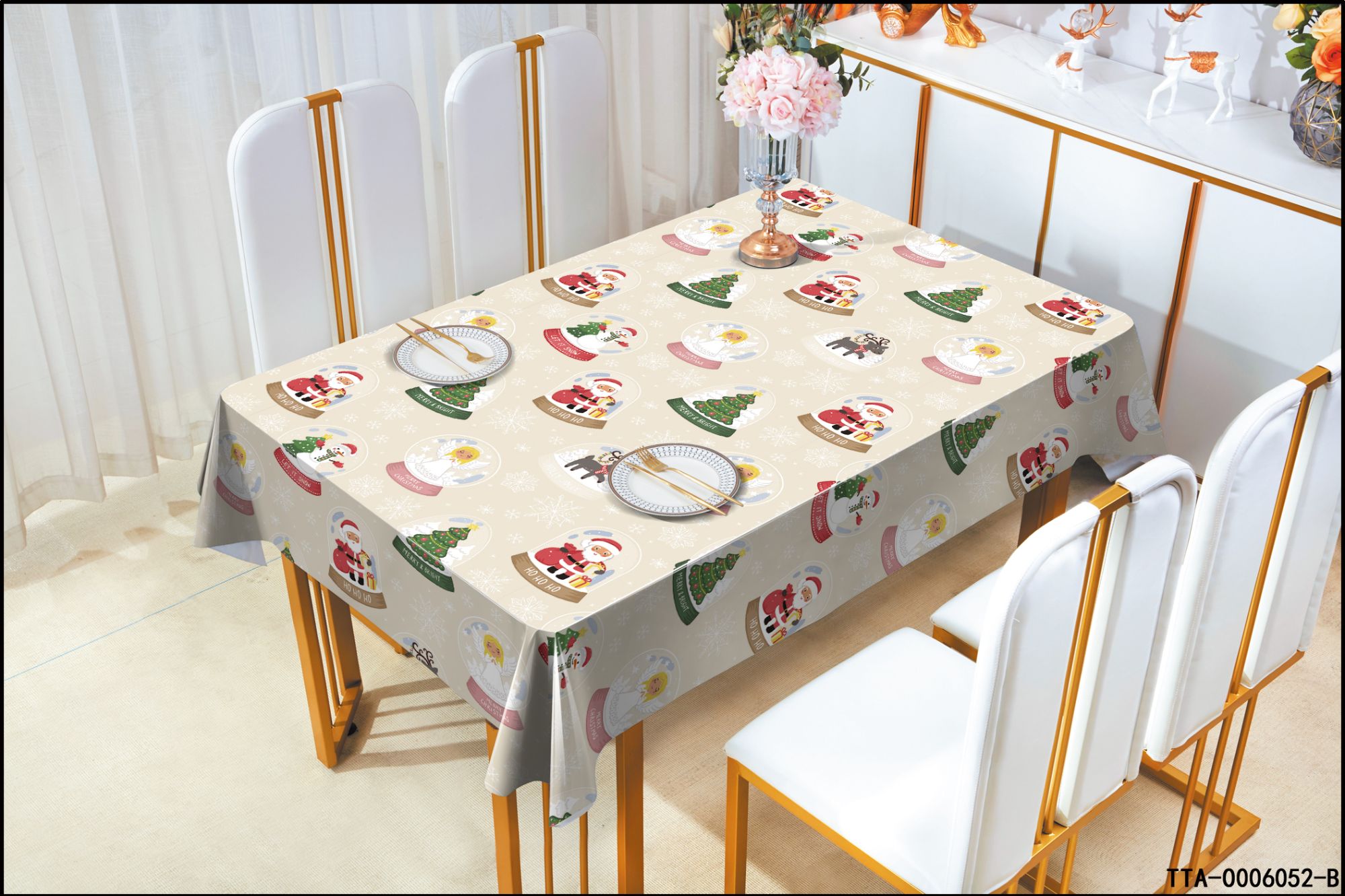 Wholesale pvc vinyl table cover tablecloth christmas table cover