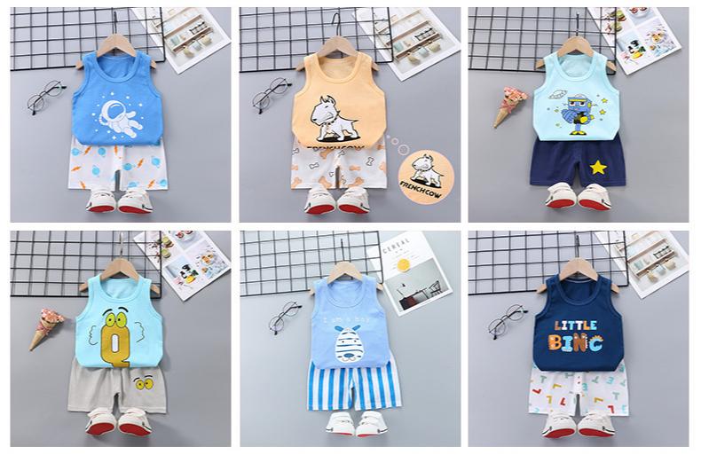 Boys Girls Summer Casual Cotton Sleeveless Vest T-Shirt Short Pants Clothes Casual Set Cotton Baby Clothing Set