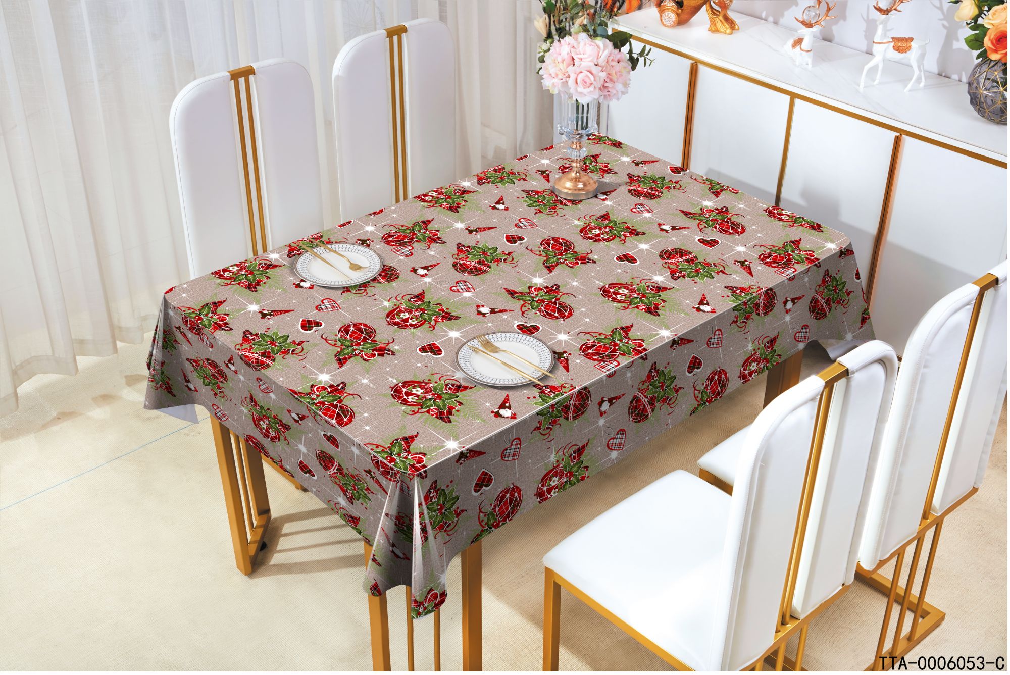 Luxury vinyl dining waterproof polyester pvc table cloth