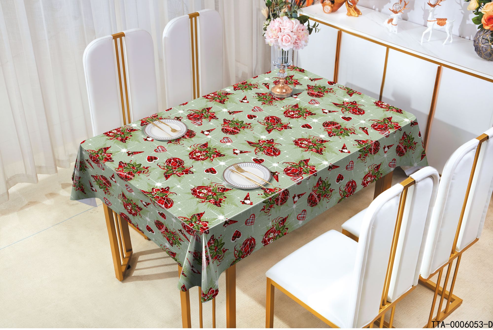 Luxury vinyl dining waterproof polyester pvc table cloth