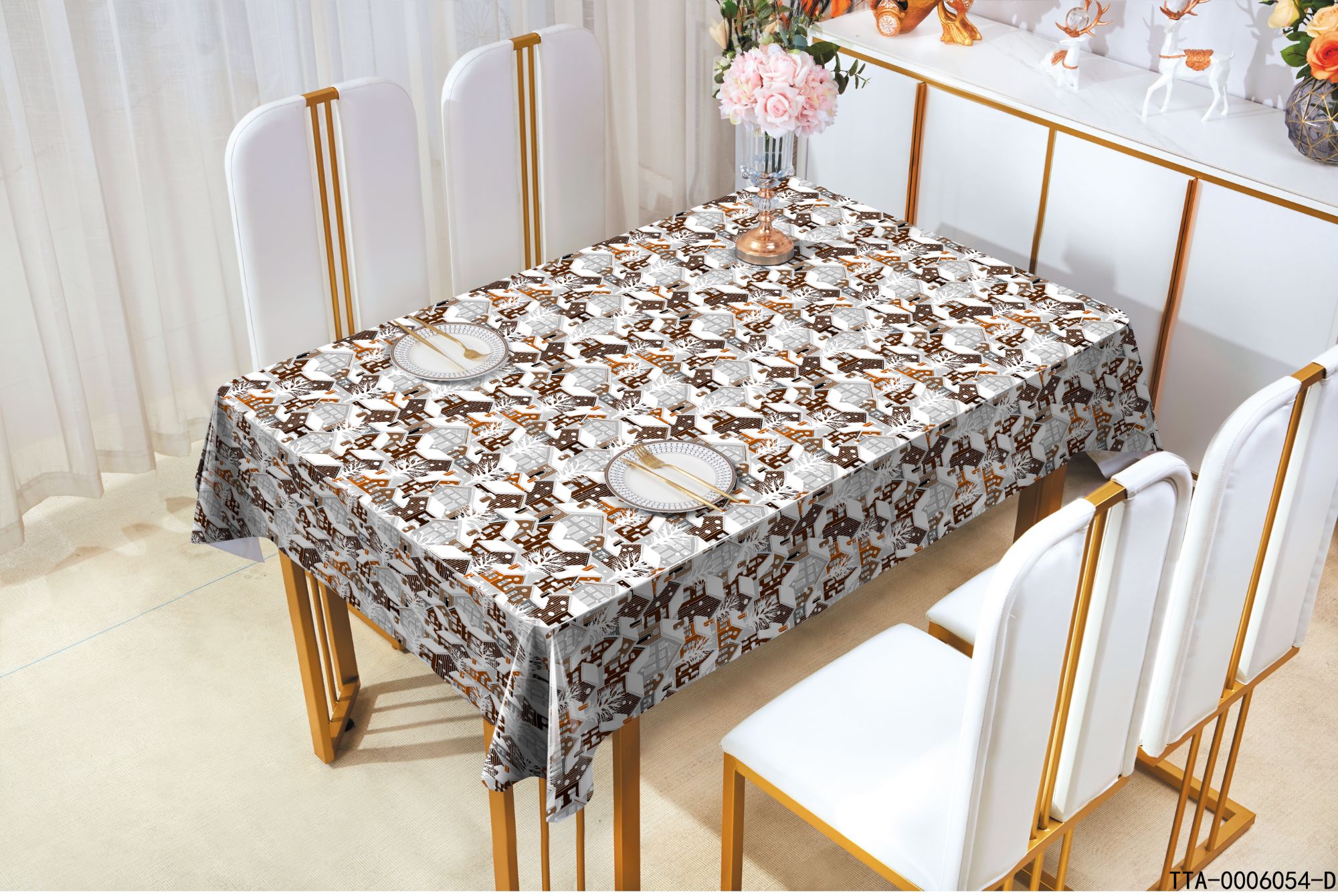 Luxury vinyl dining waterproof polyester pvc table cloth