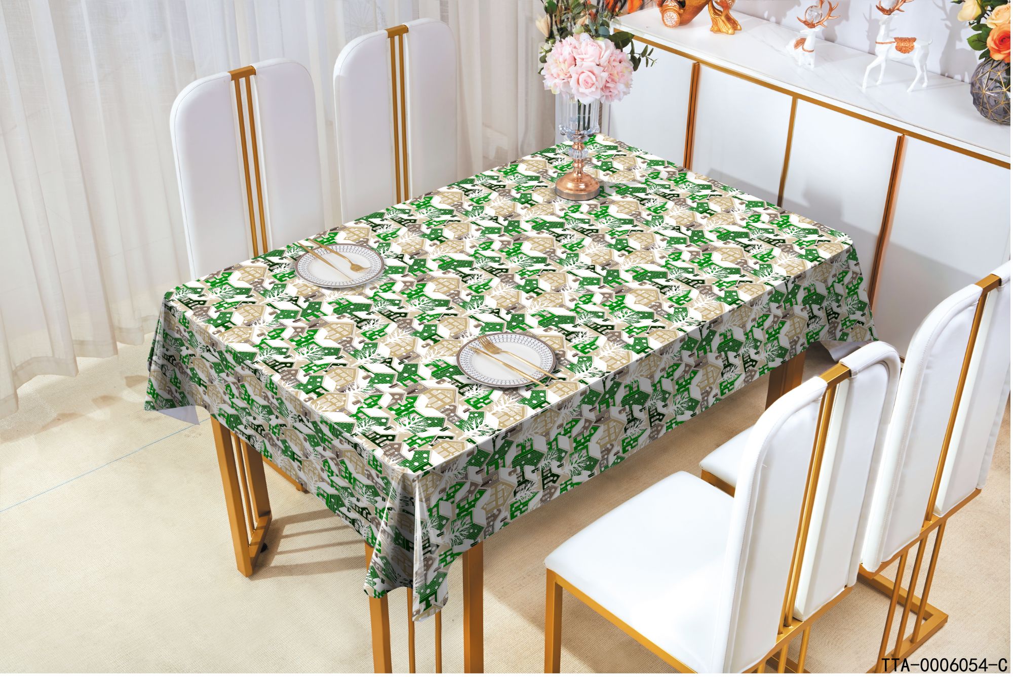 Luxury vinyl dining waterproof polyester pvc table cloth