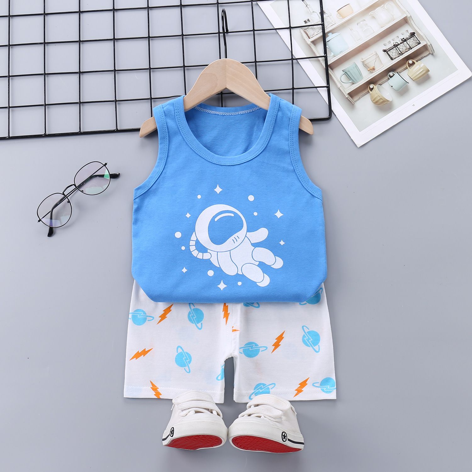 Boys Girls Summer Casual Cotton Sleeveless Vest T-Shirt Short Pants Clothes Casual Set Cotton Baby Clothing Set