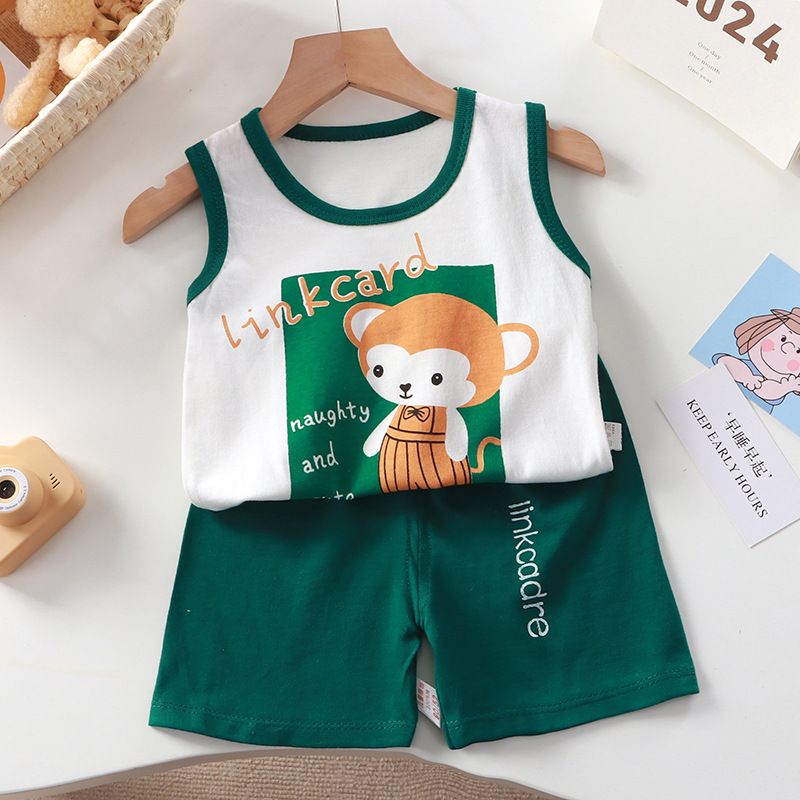 Summer Kid's Unisex Casual Basketball Suits Sports Quick-Drying Vest Suit Boys Girls Shorts Round neck sle