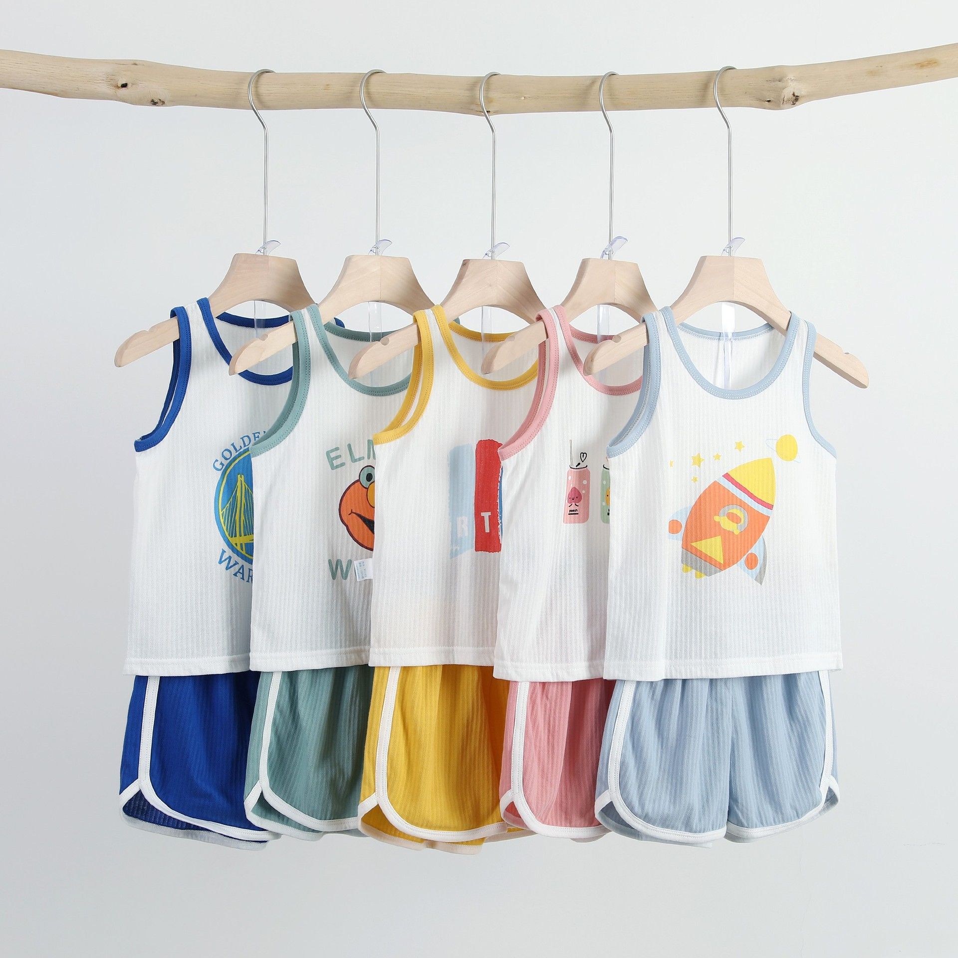 Boys Girls Summer Casual Cotton Sleeveless Vest T-Shirt Short Pants Clothes Casual Set Cotton Baby Clothing Set