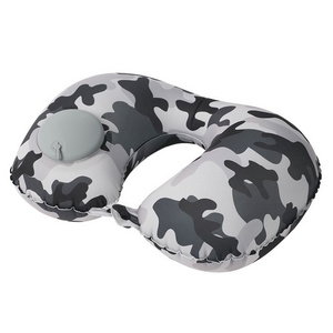 Cool Feeling Press Inflatable Camouflage U-Shaped Pillow Travel Portable Storable