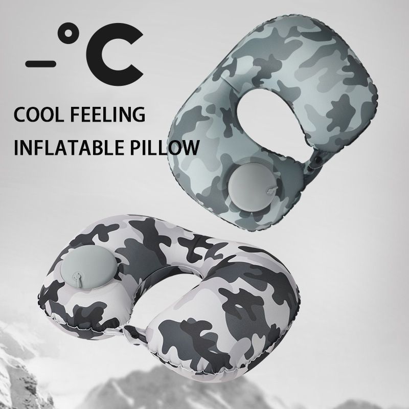 Cool Feeling Press Inflatable Camouflage U-Shaped Pillow Travel Portable Storable