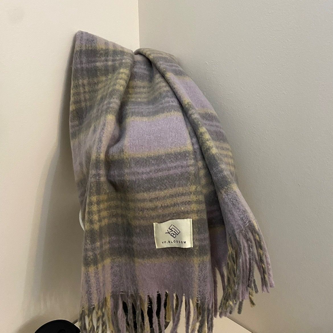 Maillard new double plaid scarf solid color mohair explosive scarf New Year's senior sense scarf