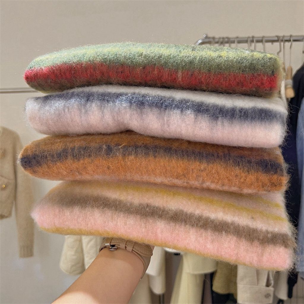 2024 New West Post Vivienne Saturn embroidered woolen scarf Christmas New Year thickened everything matching color stripes