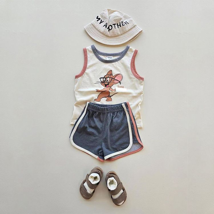 Summer Children Outing Clothes Baby Boy Girl Printed Cartoon Vest Cartoon Shorts 2Pcs/sets Infant Kids Fashion Toddler Tracksuit