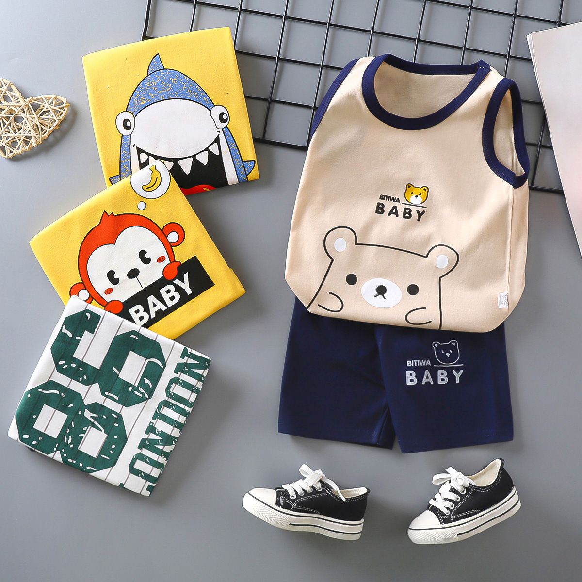 Baby Kids Boys Girls Sports Jersey Clothing Sets Red Sleeveless Top Vest and Shorts Children Basketball Clothes Sets