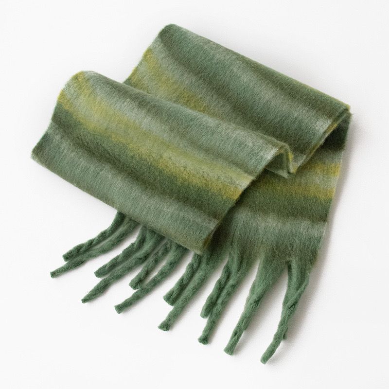 2024 New Year solid color retro scarf color strip mohair matching stripes new scarf