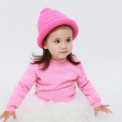 Boys' and girls' baby hats winter thickened baby hats Wool hats knitted warm hairball cute hats for children