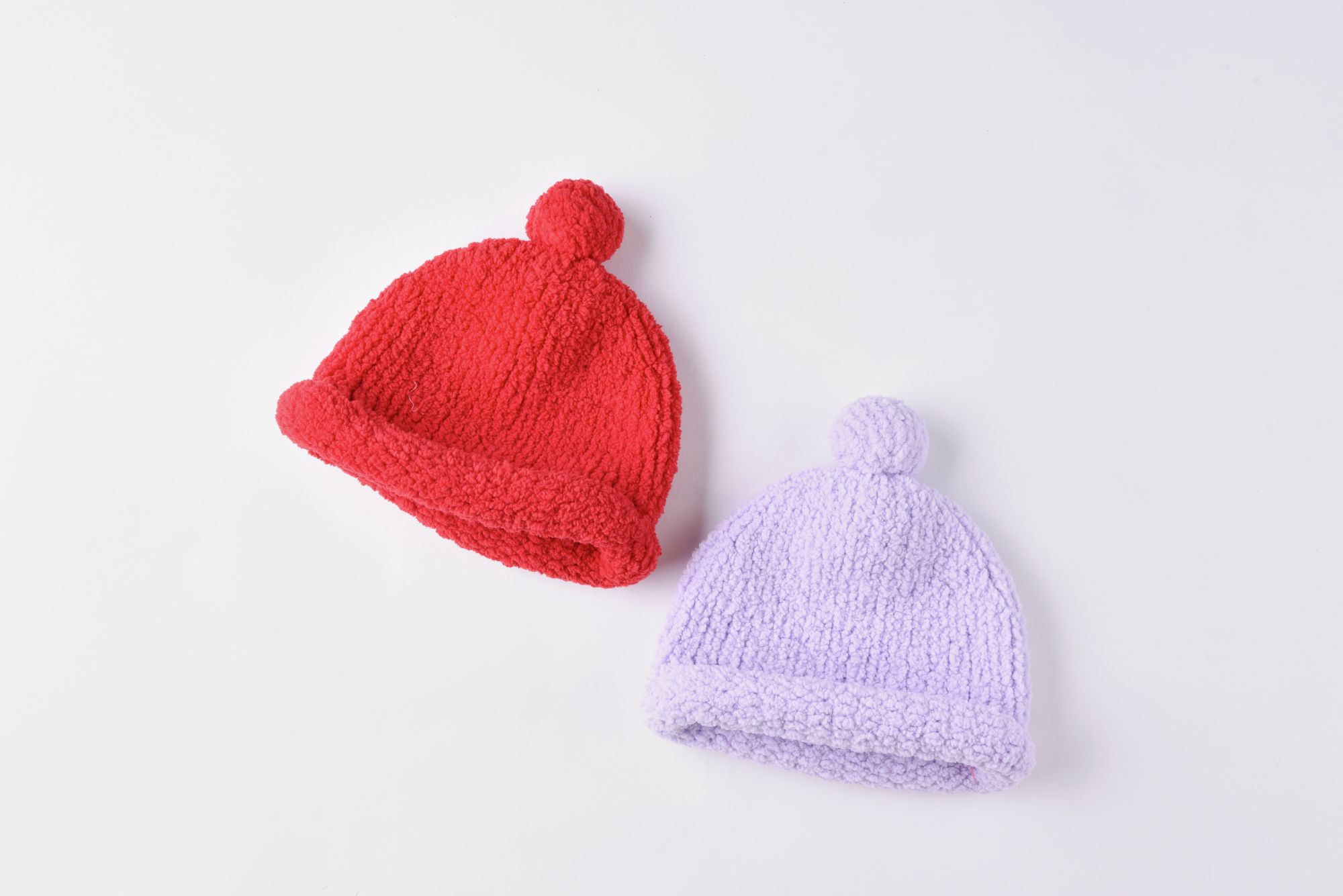 Boys' and girls' baby hats winter thickened baby hats Wool hats knitted warm hairball cute hats for children