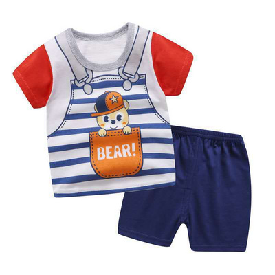 Infant Baby Kid Boy Girl Soft Breathable Outfits Set Cartoon T-shirt Tops Shorts Summer Clothes