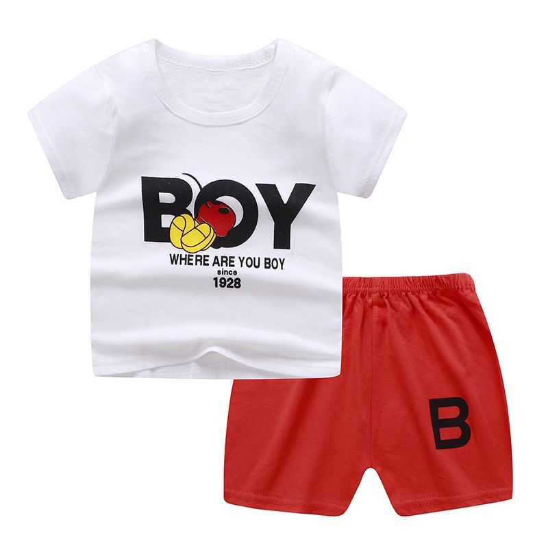 Infant Baby Kid Boy Girl Soft Breathable Outfits Set Cartoon T-shirt Tops Shorts Summer Clothes