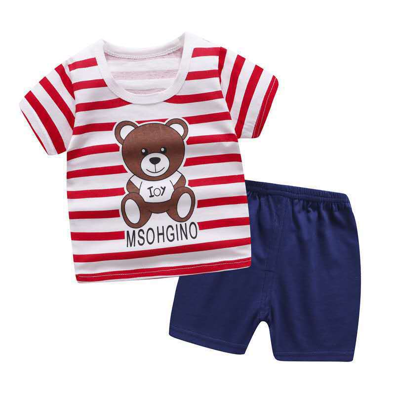 Infant Baby Kid Boy Girl Soft Breathable Outfits Set Cartoon T-shirt Tops Shorts Summer Clothes