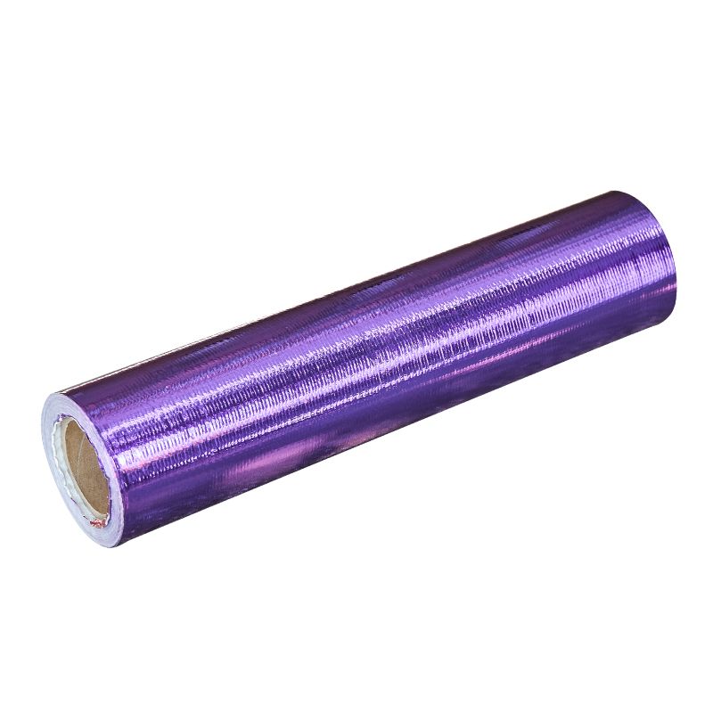 Purple Metallized PET and white woven fabric