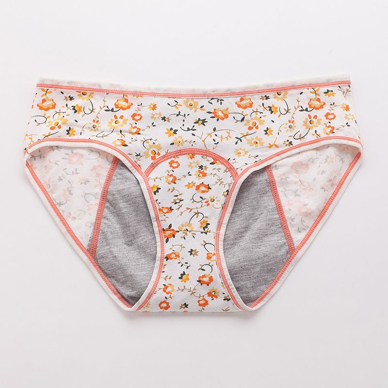 Young Girl Floral Printing Cotton Teen Leak Proof Period Menstrual 3 Layers Reusable Panty