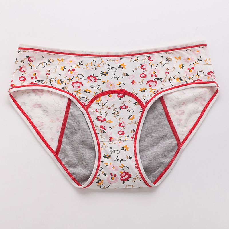 Young Girl Floral Printing Cotton Teen Leak Proof Period Menstrual 3 Layers Reusable Panty