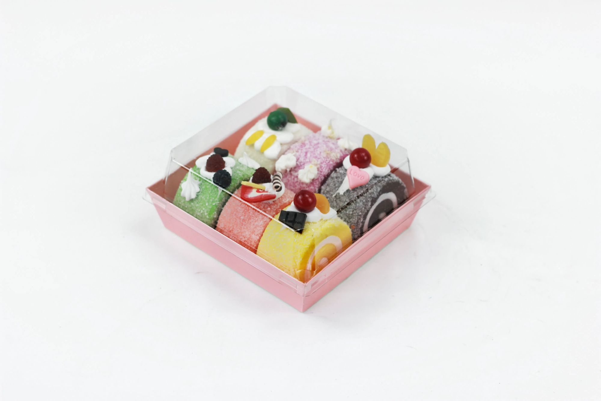 Free Sample Pink Sandwich Cookies Donuts Food Container Square Sweet Box for Bakery