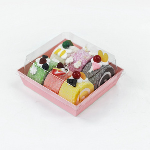 Free Sample Pink Sandwich Cookies Donuts Food Container Square Sweet Box for Bakery