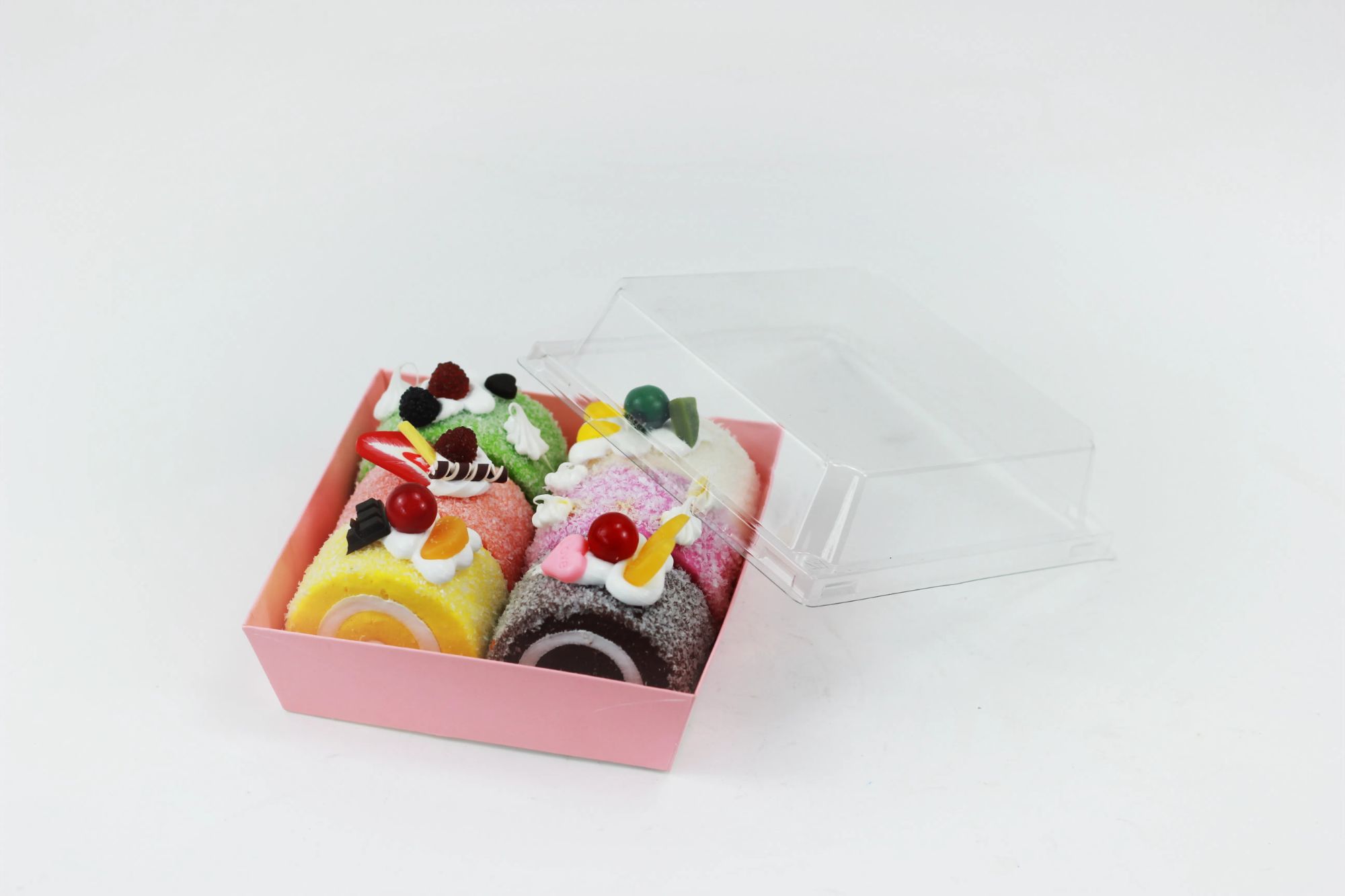 Free Sample Pink Sandwich Cookies Donuts Food Container Square Sweet Box for Bakery