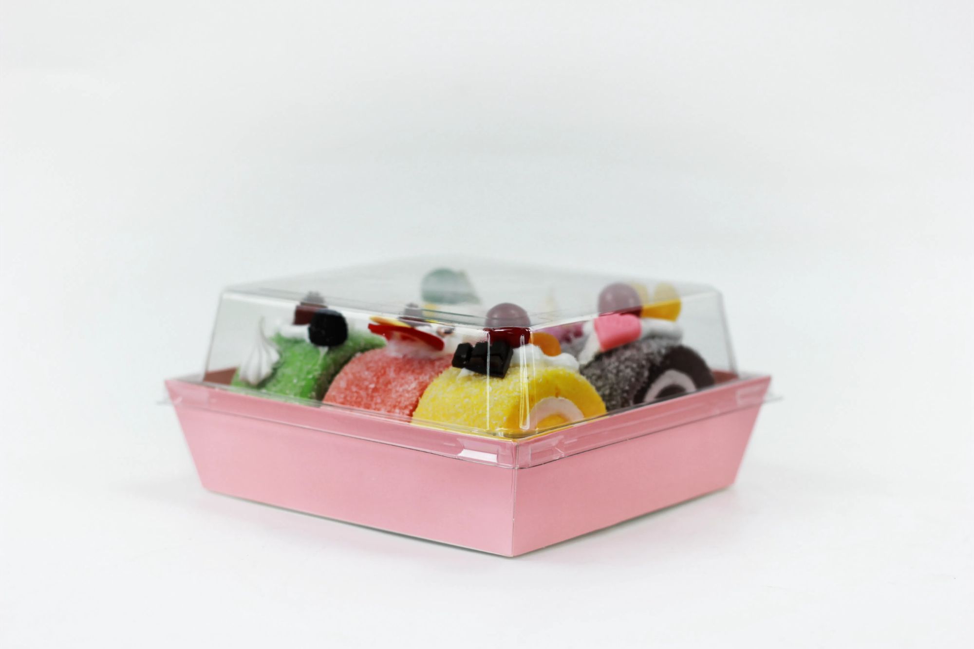 Free Sample Pink Sandwich Cookies Donuts Food Container Square Sweet Box for Bakery