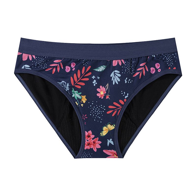 Floral Printing 4 Layers Absorbent Women Period Panties Reusable Washable Menstrual Underwear