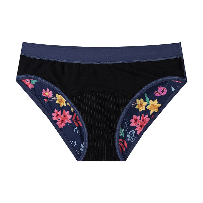 Floral Printing 4 Layers Absorbent Women Period Panties Reusable Washable Menstrual Underwear