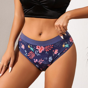 Floral Printing 4 Layers Absorbent Women Period Panties Reusable Washable Menstrual Underwear