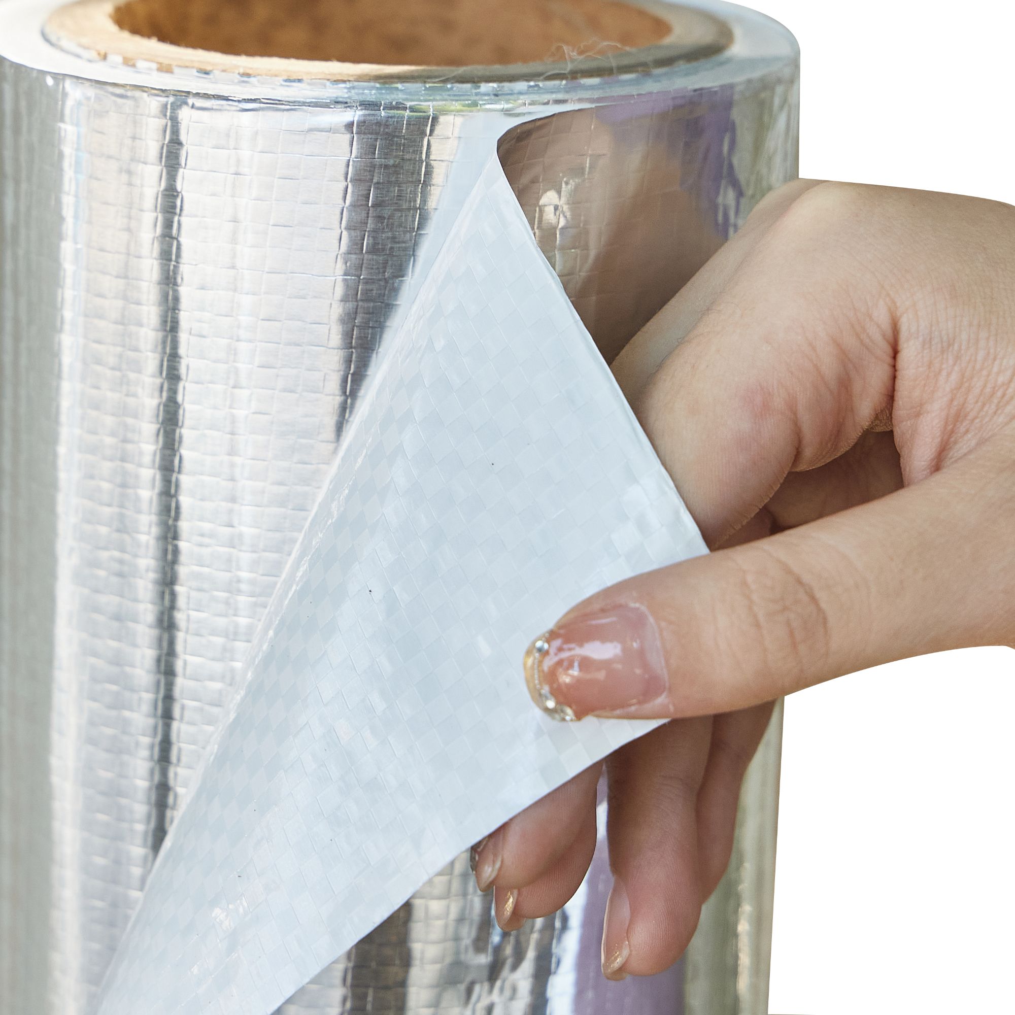 Aluminum Foil with white woven fabric roll