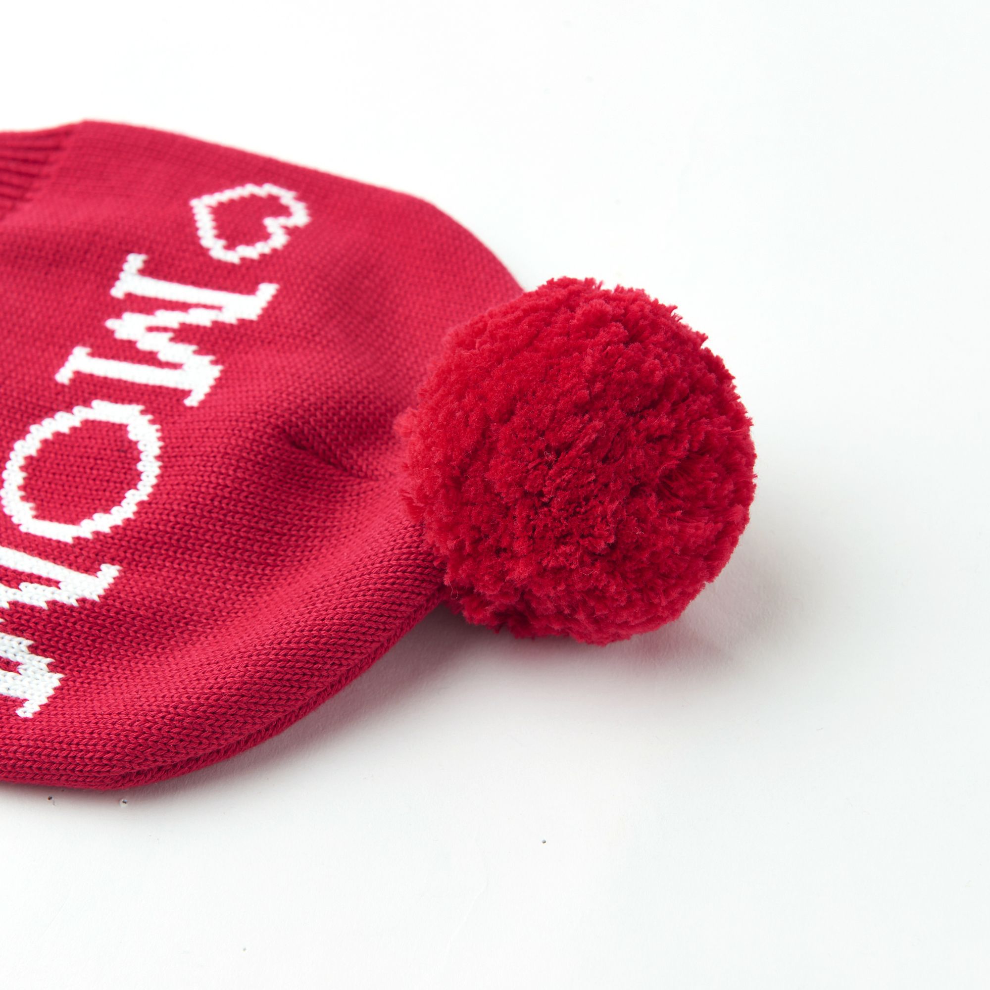 Baby hat Winter Europe 2024 little children's letter hat Knitted hairball warm double Garry cloth pure cotton hat