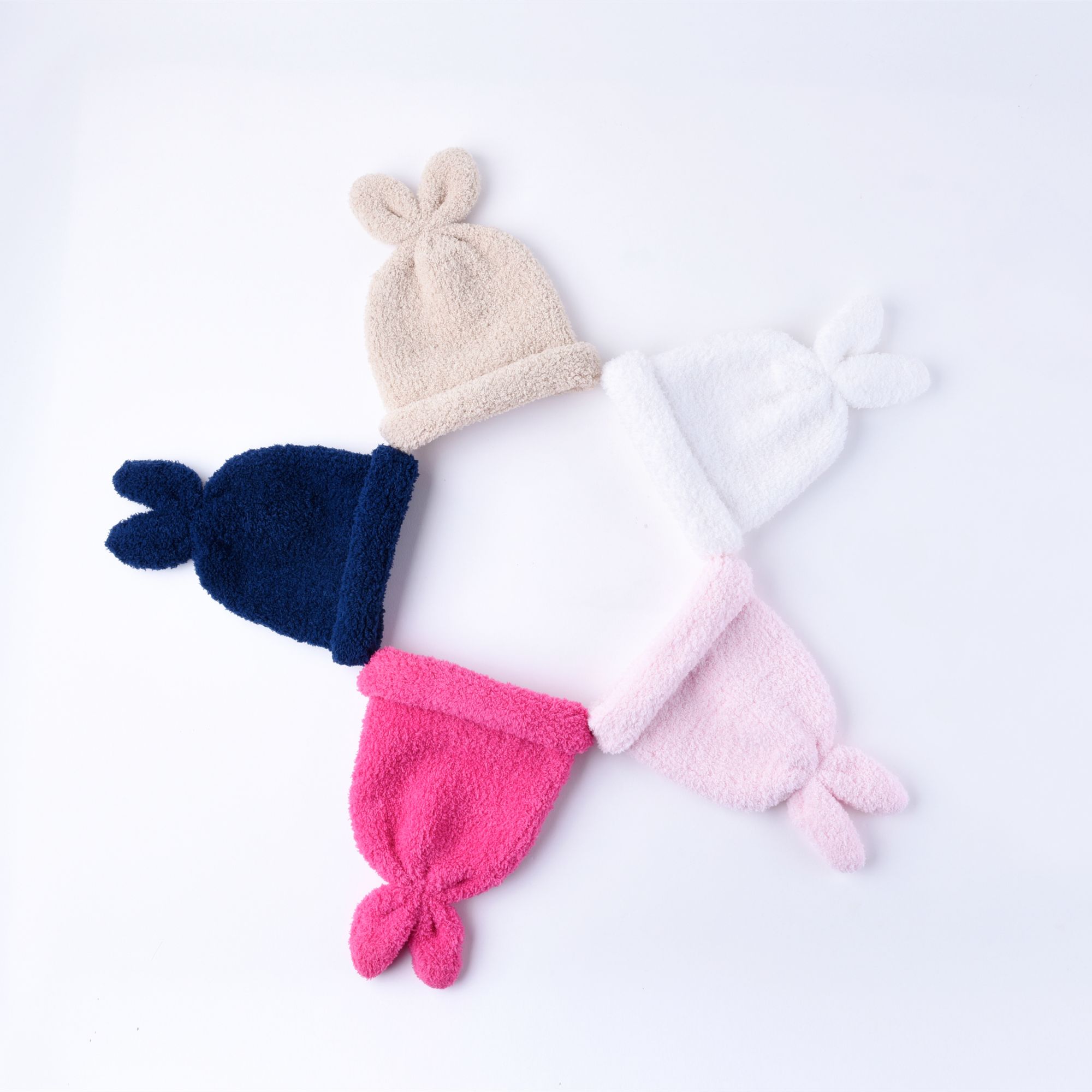 Baby cute winter thick rabbit hat Chenille warm children knitted wool hat