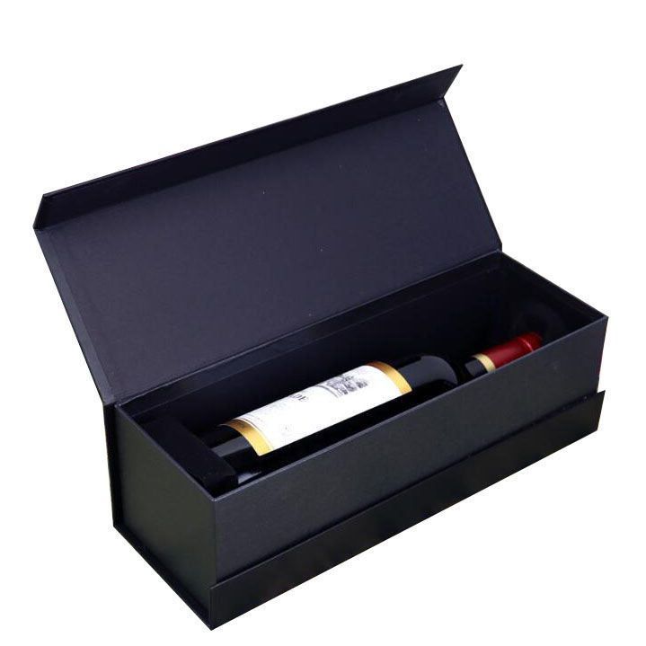 Custom made luxury matt black rigid cardboard liquor set packaging boxes champagne whisky red wine bottles glass paper gift box