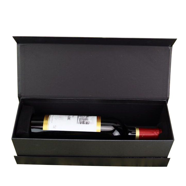 Custom made luxury matt black rigid cardboard liquor set packaging boxes champagne whisky red wine bottles glass paper gift box