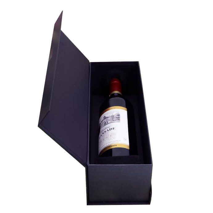 Custom made luxury matt black rigid cardboard liquor set packaging boxes champagne whisky red wine bottles glass paper gift box