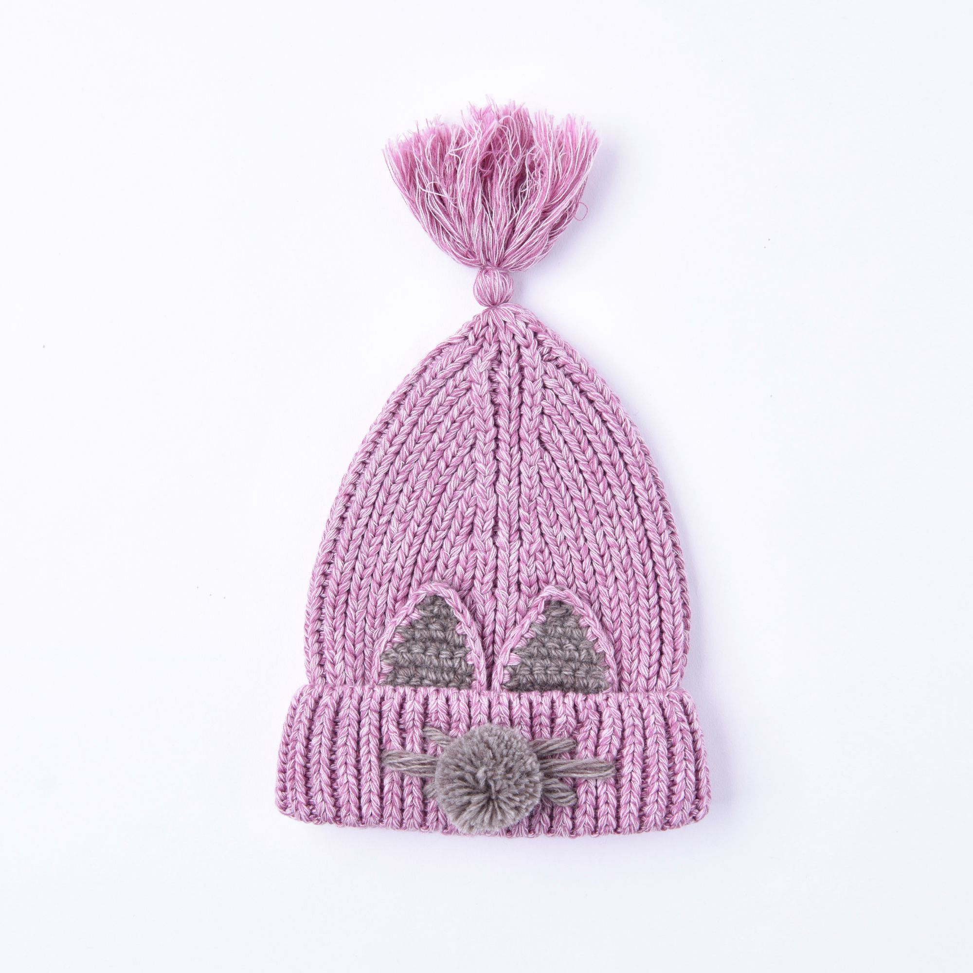 Baby Winter girl Treasure cartoon cute animal shape knitted hat thick stick needle wool fringe hat