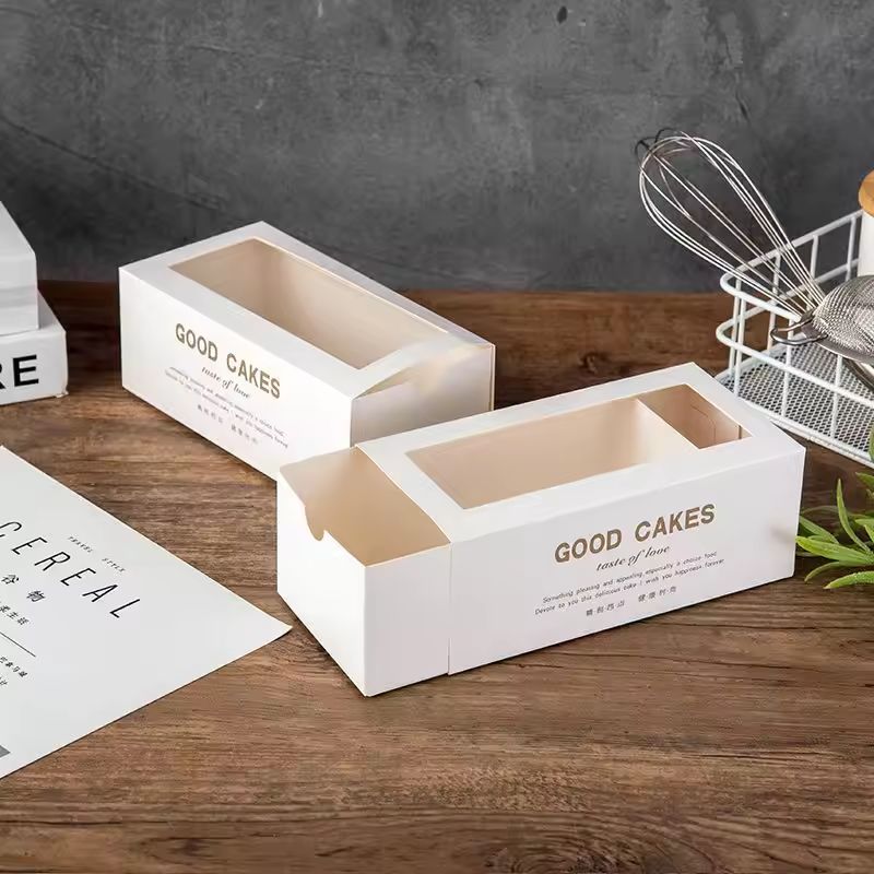 Dessert Packing Drawer Paper Box With PVC Windows cakes bread packing box