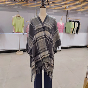 New checkered high-end triangle scarf shawl dual use autumn and winter female capes