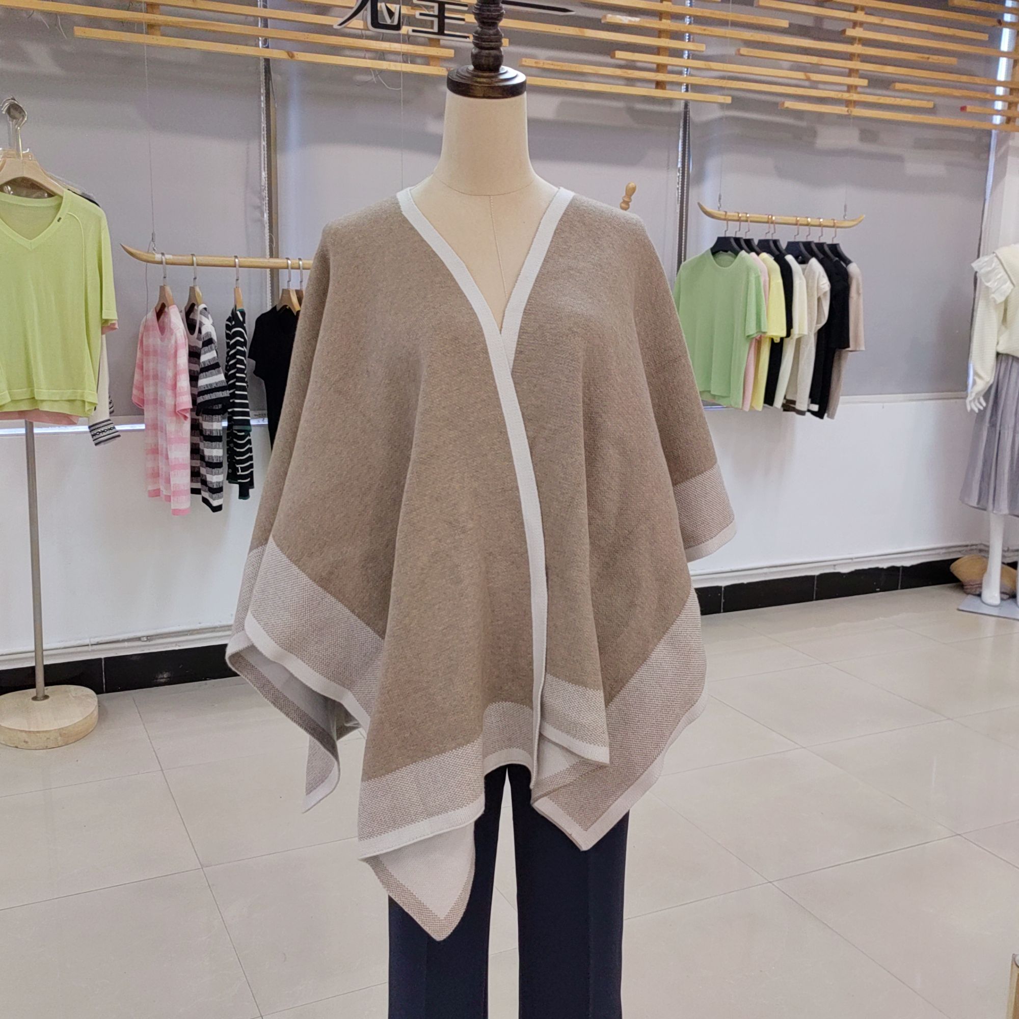 Autumn and winter new color cape loose warm fashionable knitted thick large cape