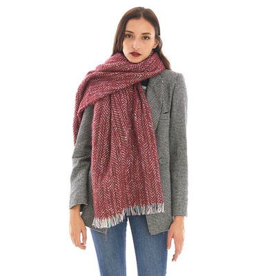 Europe and the United States shawl autumn and winter herringbone pattern new circle yarn loose fringe scarf manufacturers direct