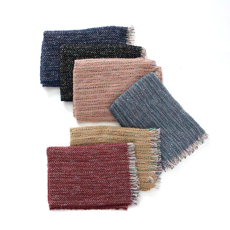 Europe and the United States shawl autumn and winter herringbone pattern new circle yarn loose fringe scarf manufacturers direct