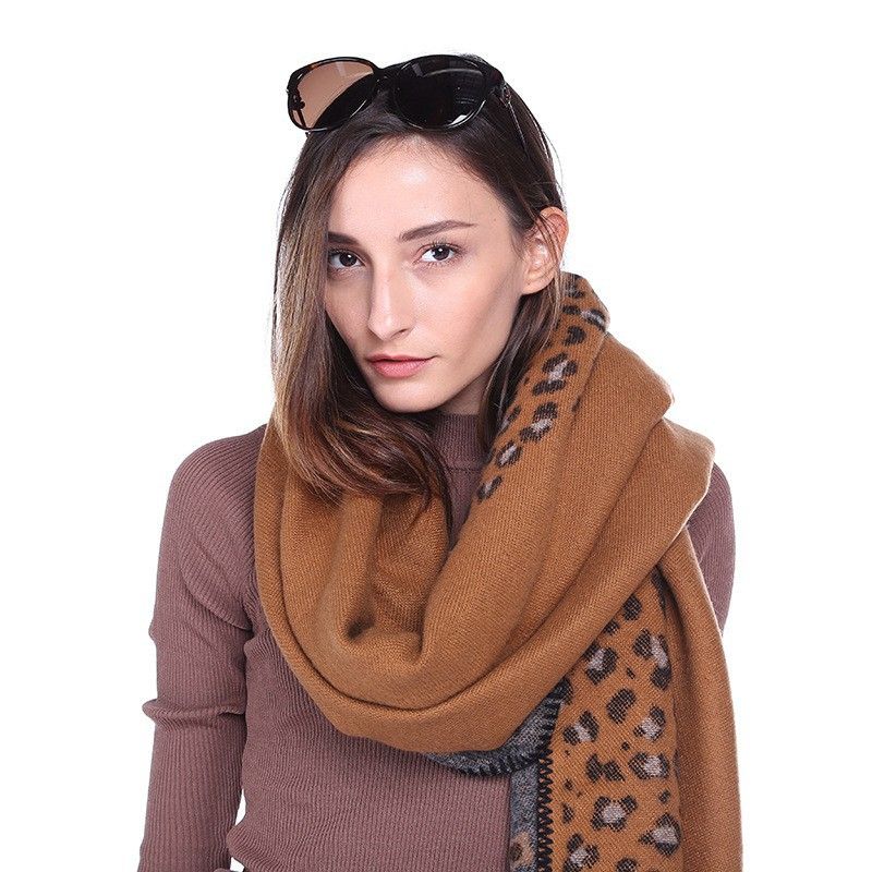 2024 Leopard print ladies long all-match decorative scarf fashion new style retro national jacquard long scarf