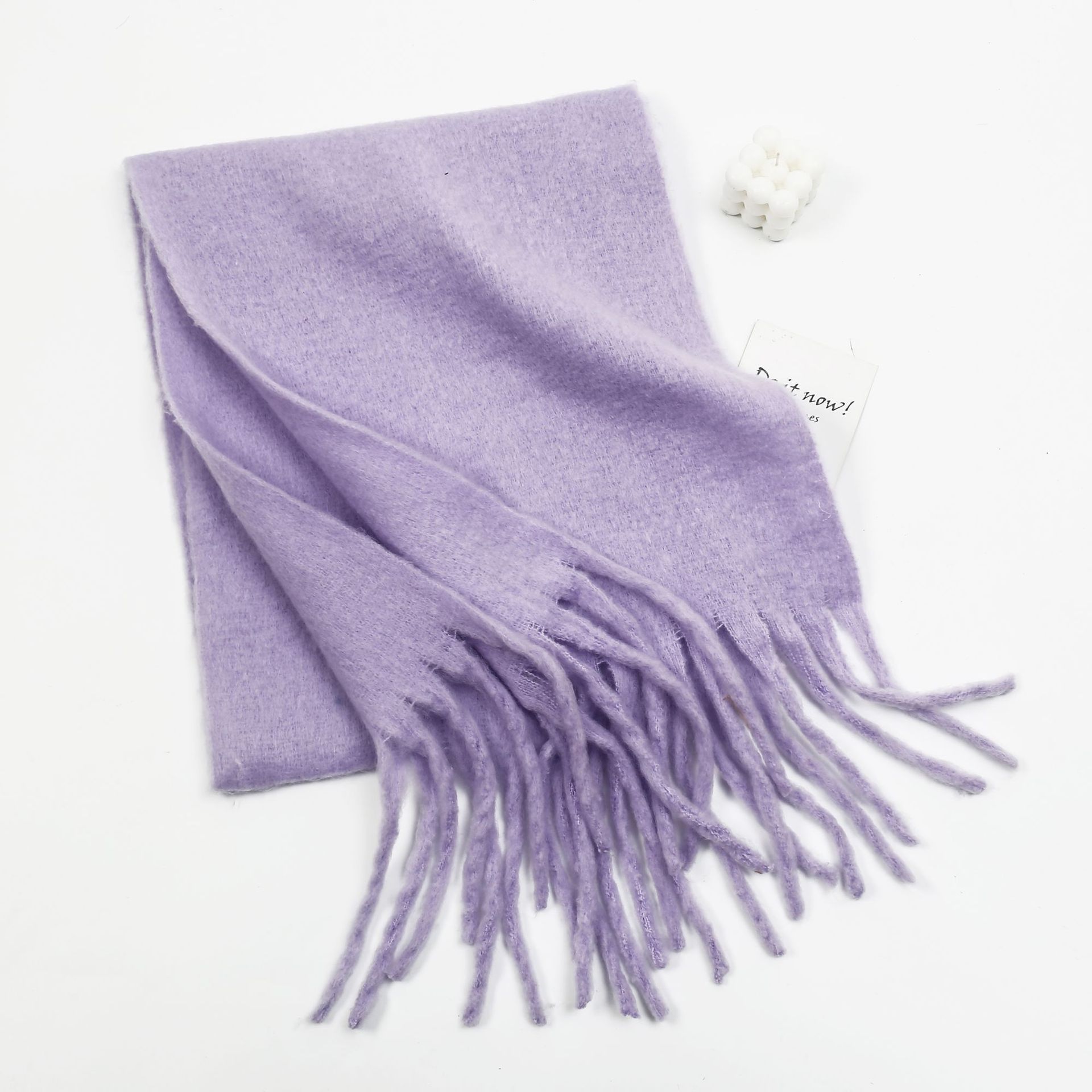 Manufacturers direct sales in autumn and winter burst solid color imitation cashmere thick beard scarf women's senior sense all