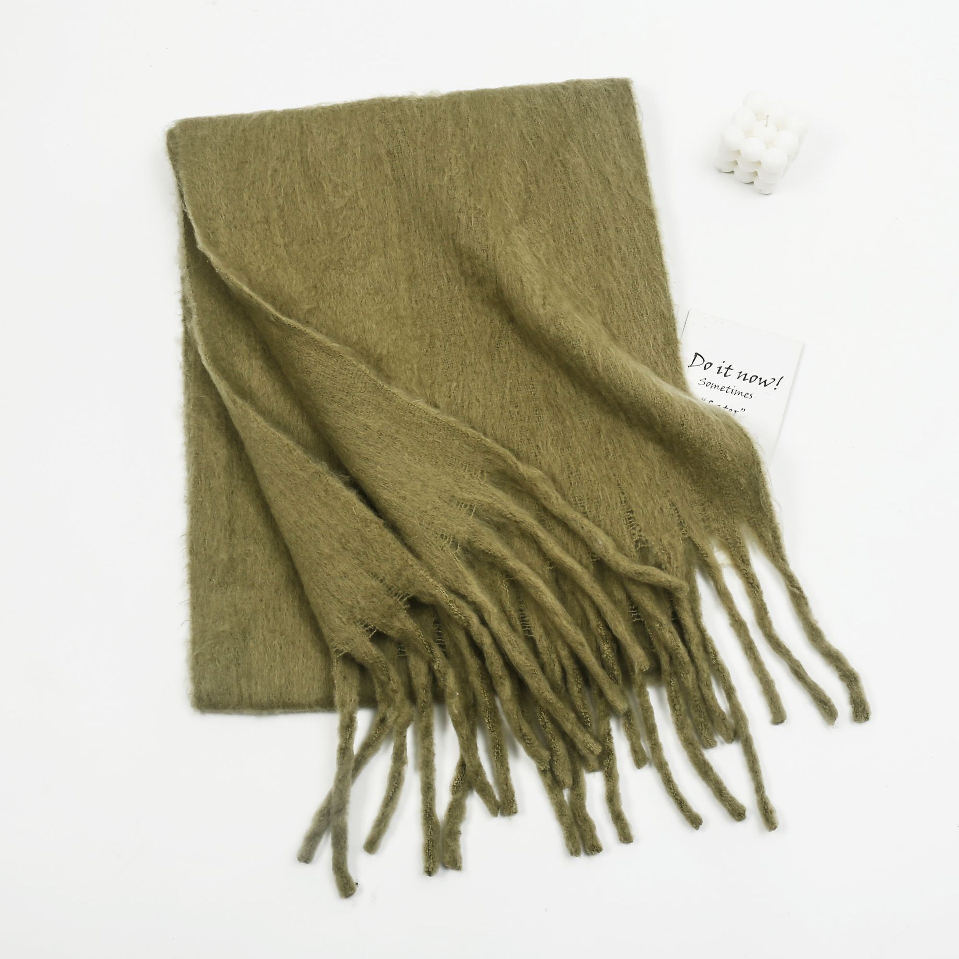 2024 new mohair solid color all-matching scarf for girls high-grade sense thick couple bib cape